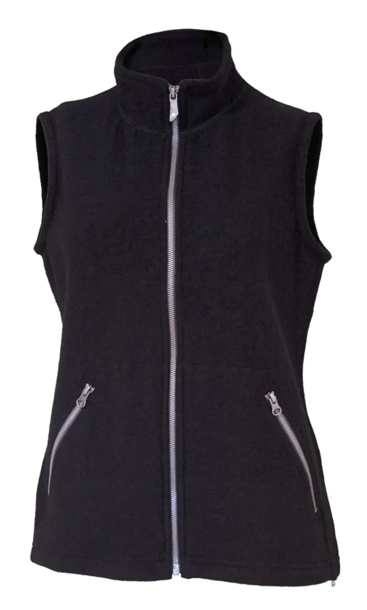 FLORA VEST, 60% FILTAD ULL, 40% LYOCELL — BLACK