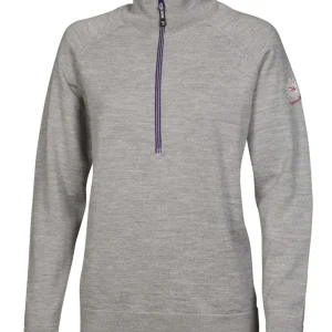 JANA HALF ZIP, 100% EXTRA FINE MERINOULL — GREY MARL