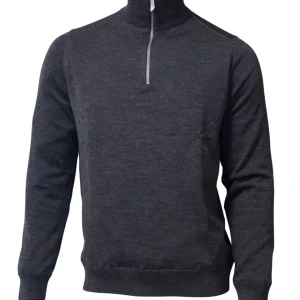 WILFRED WINDBREAKER, 100% EXTRA FINE MERINOULL — GRAPHITE MARL