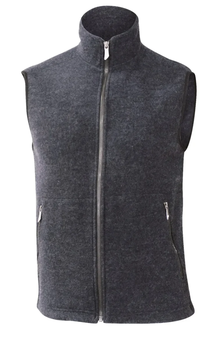 KURRE VEST, 60% FILTAD ULL, 40% LYOCELL — GRAPHITE MARL