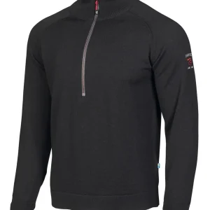 JOJJE HALF ZIP, 100% EXTRA FINE MERINOULL — BLACK