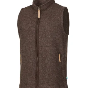 NLS BARLEY VEST, 100% OFÄRGAD ULL — CHOCOLATE