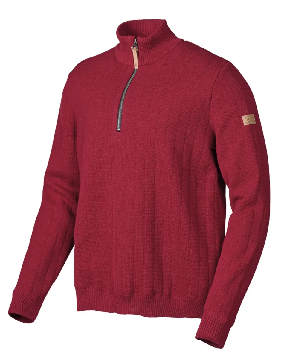 HUGO HALF ZIP, WINDBREAKER, 100% ULL — DEEP RED