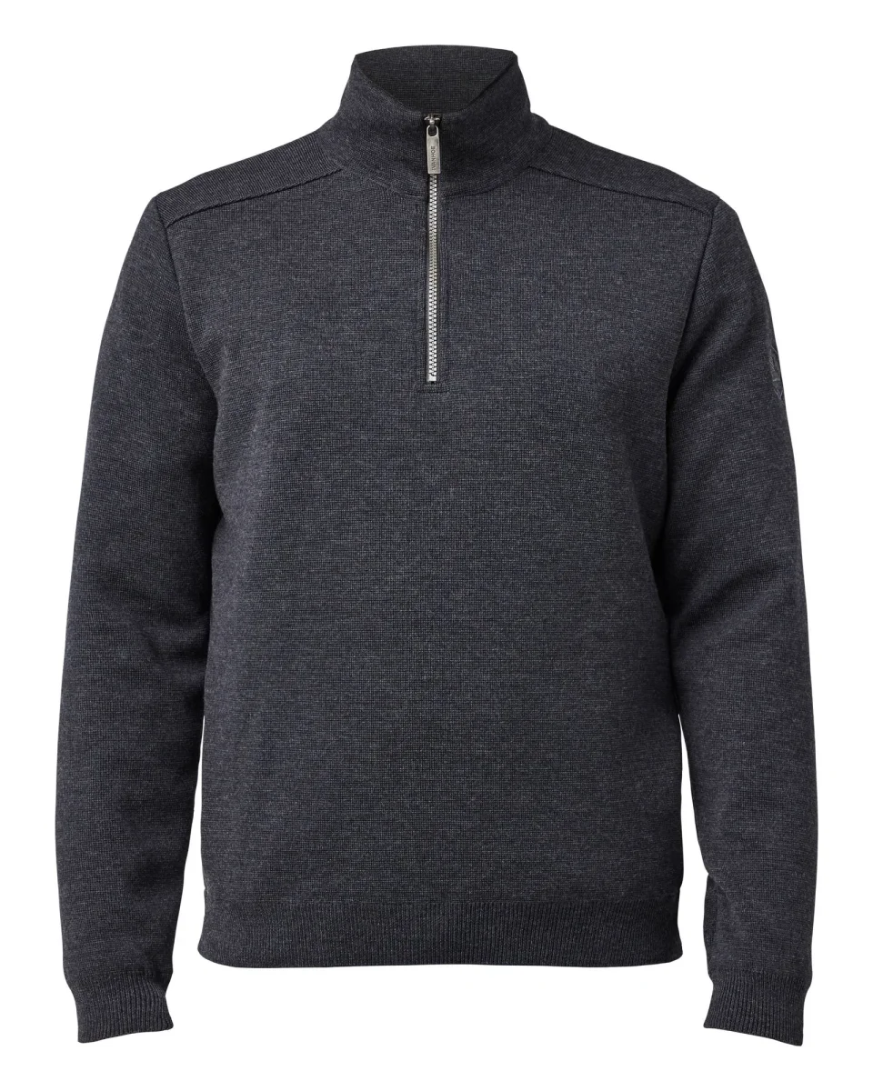 RUBEN HALF ZIP WB, 100% FINE MERINOULL — GRAPHITE MARL
