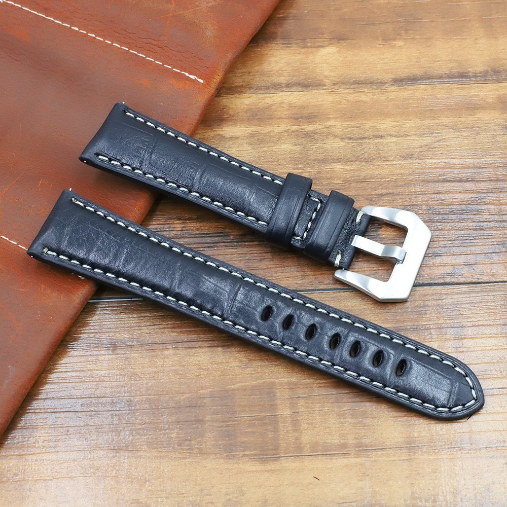 R.Elia Klockarmband för Panerai – Extra extra långt XXL – 24mm äkta läder – Alligator mönster - Bild 2