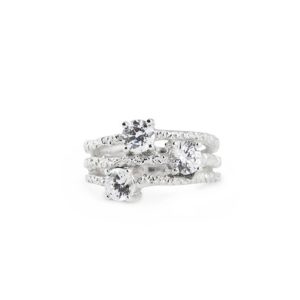 Triple Stone Ring Silver