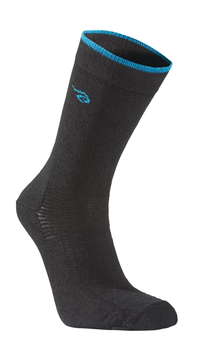 WOOL SOCK, TUNN ULLSTRUMPA MED FÖRSTÄRKNING — TURQUOISE