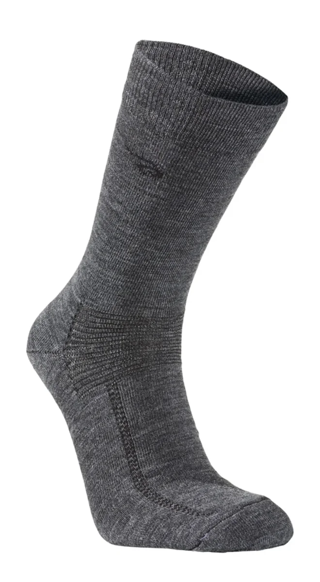 WOOL SOCK, TUNN ULLSTRUMPA MED FÖRSTÄRKNING — GREY MARL - Bild 2