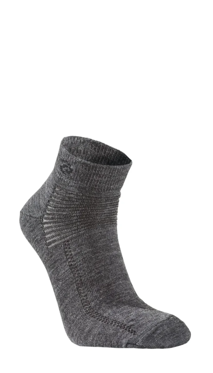 WOOL SOCK LOW, TUNN LÅG ULLSTRUMPA — GREY MARL - Bild 2