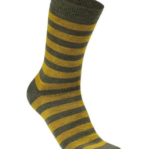 WOOL SOCK STRIPE, TUNN RANDIG ULLSTRUMPA — GOLDEN PALM