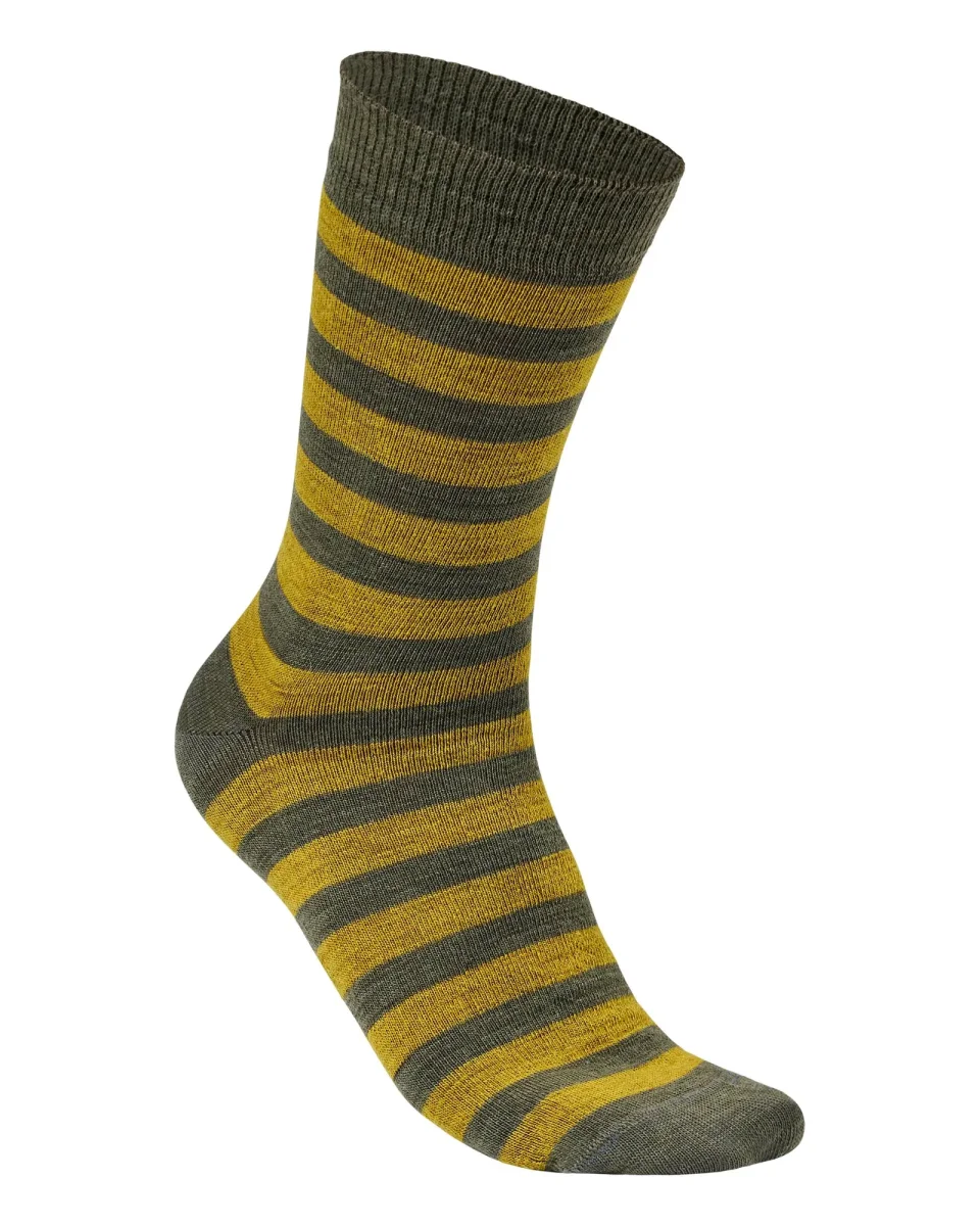 WOOL SOCK STRIPE, TUNN RANDIG ULLSTRUMPA — GOLDEN PALM