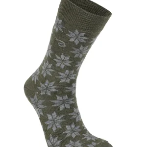WOOL SOCK SNOWFLAKE — LODEN GREEN