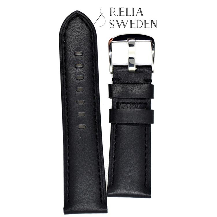 Klockarmband R.Elia mlé – Svart slät i äkta kalv läder - Bild 3
