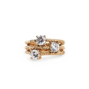 Triple Stone Ring Gold