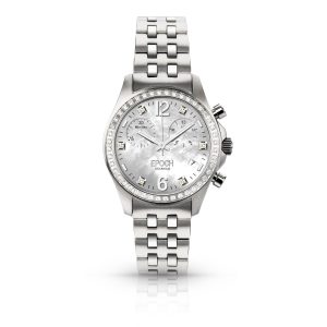 First Lady Chronograph Full Diamond Mother of Pearl White