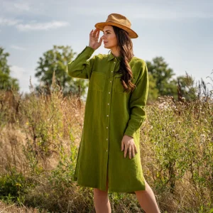 Oversized skjortklänning Margo skogsgrön