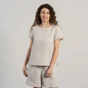 Linne T-shirt Topp Emma Natural
