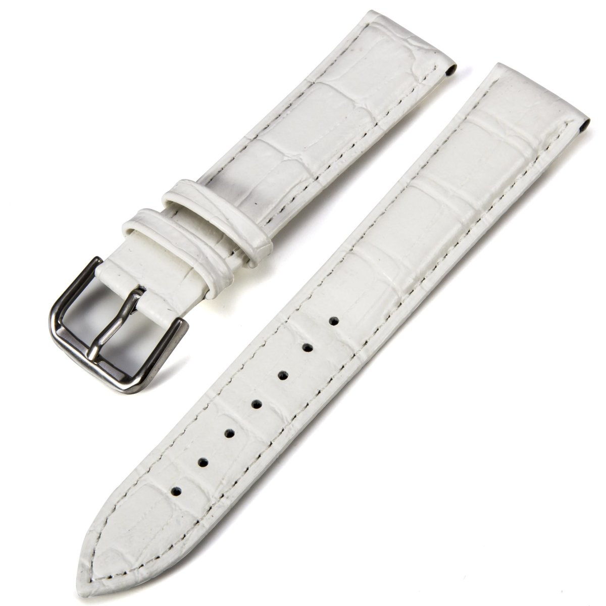 Klockarmband — Vit krokodilmönster – Äkta kalvläder - Bild 2