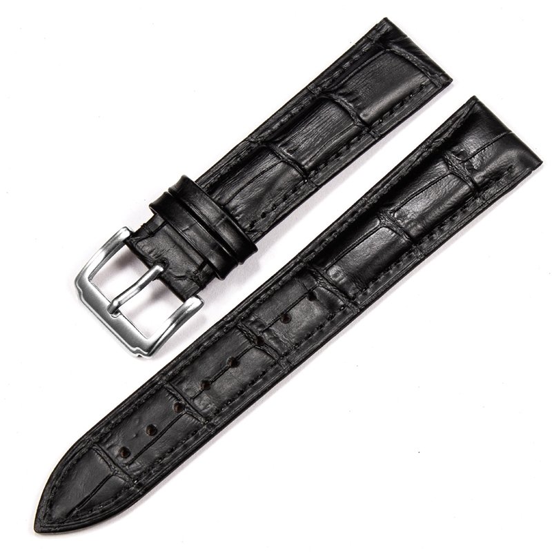 Klockarmband — Svart krokodilmönster – Design – Äkta kalvläder - Bild 2