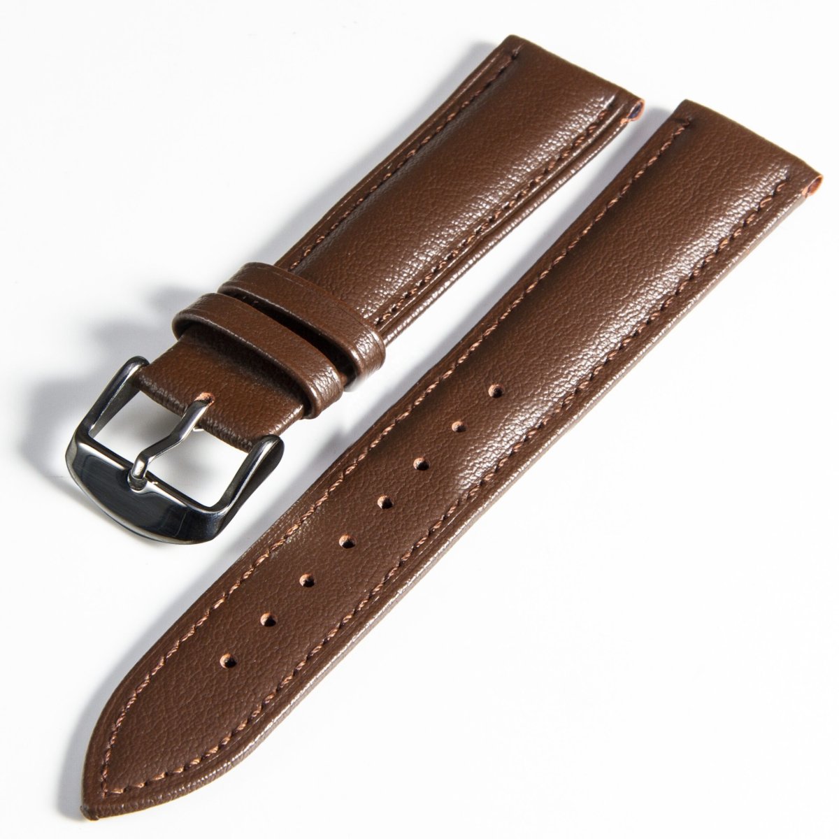 Klockarmband – Brun slät – Äkta kalvläder - Bild 2