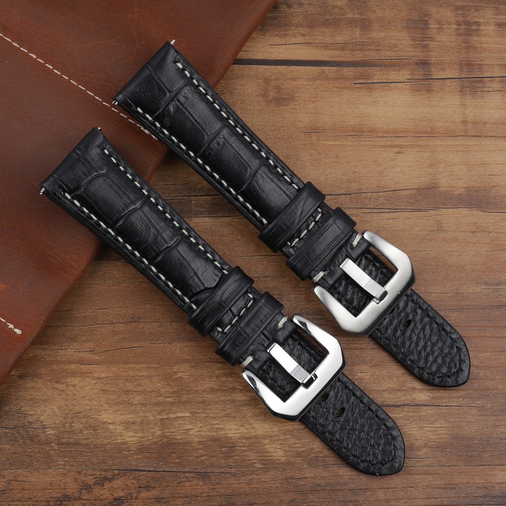 R.Elia Klockarmband för Panerai – Extra extra långt XXL – 24mm äkta läder – Alligator mönster - Bild 4