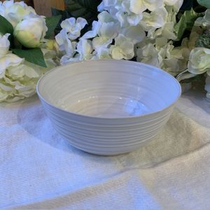 Handdrejad skål 14cm ”Vit rand” Sundboden Design