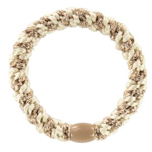 KKNEKKI Hårsnodd Armband Ivory Beige Glitter Stripe