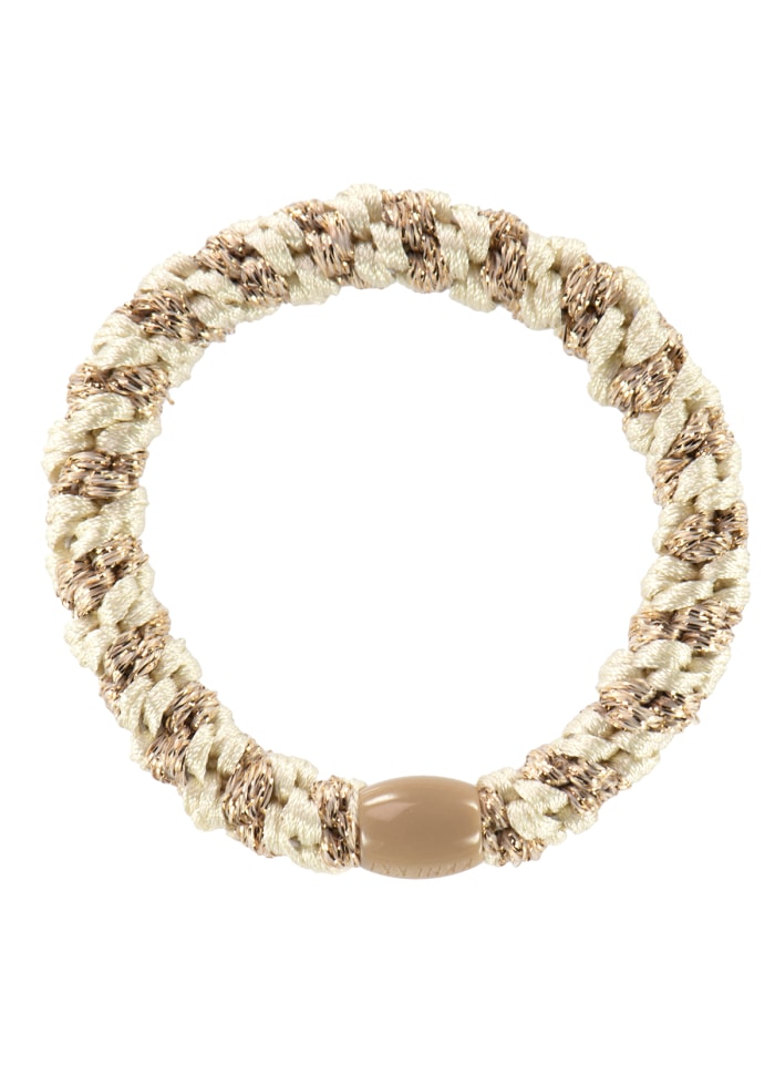 KKNEKKI Hårsnodd Armband Ivory Beige Glitter Stripe