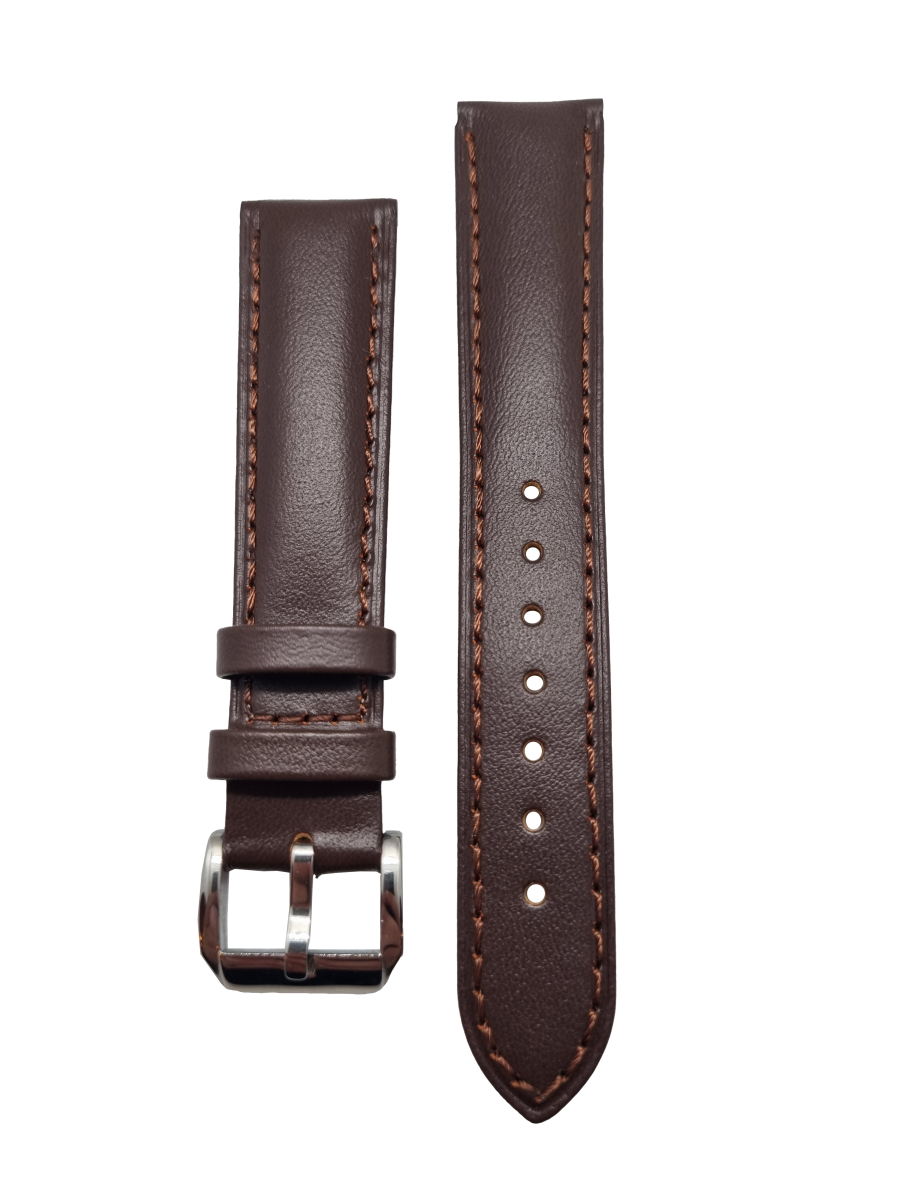 Klockarmband – Brun slät – Äkta läder