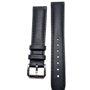 Klockarmband – Svart slät – Äkta läder