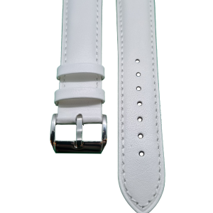 Klockarmband – Vit slät – Äkta läder