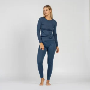 Damunderställ i 100 % merinoull, denimfärgat