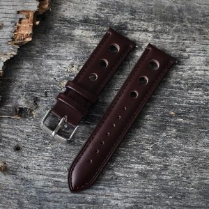 Klockarmband – Oxblood – Racer – Äkta kalvläder