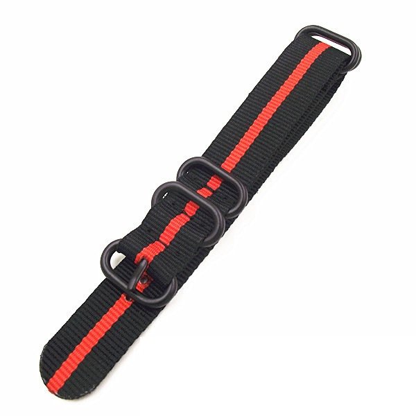 5 ringar i svart färg ZULU Nylon klockarmband – Svart/orange - Bild 2