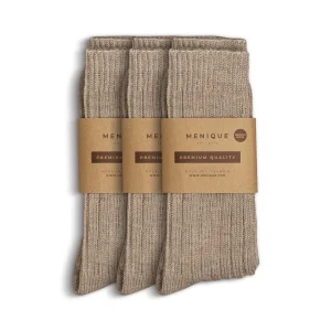 Damstrumpor i tjock ribbad merinoull 3-pack