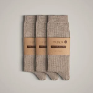 Dam Merino Ribbstickade Strumpor 3-Pack