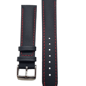 Klockarmband – Svart sportig med röd sömnad