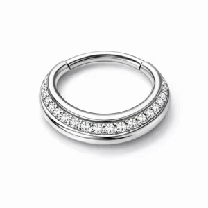 Septumsmycke - Silvrig ring med kristaller