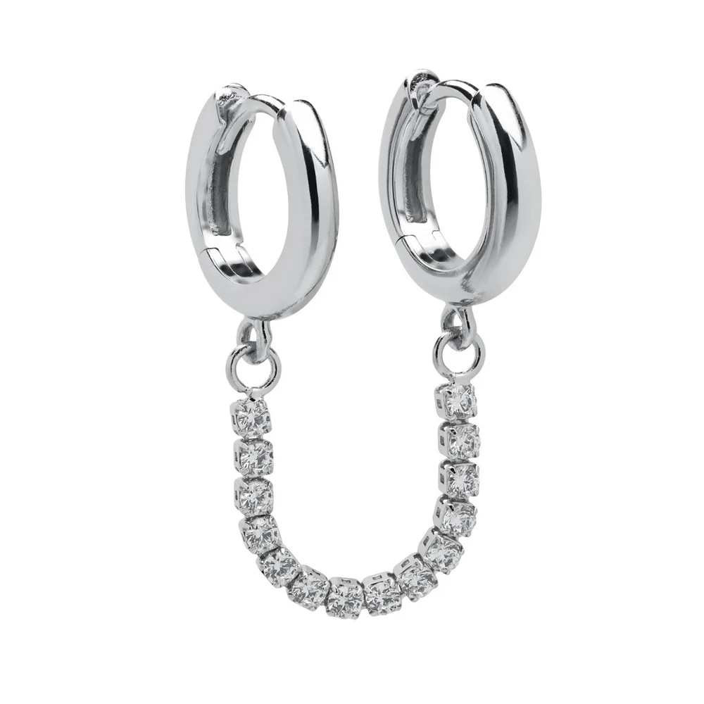 Kedja med kristaller - Huggie hoops - Örhängen i äkta silver - Bild 2