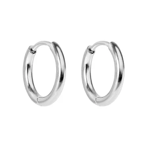 10 mm släta silvriga hoops i kirurgiskt stål - Huggie örhängen