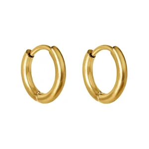 8 mm släta hoops i kirurgiskt stål - 18k guldplätering - Huggie örhängen